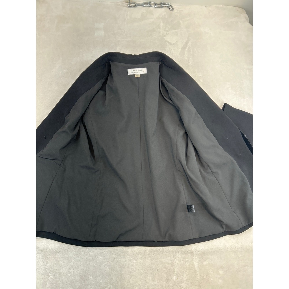 Tahari Arthur S. Levine Pant Suit Women 12 Black Velvet Trim Double Breasted Vtg - Picture 7 of 15